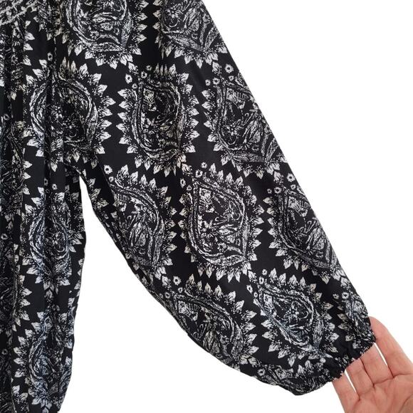 Free People Floral Off Shoulder Mini Dress Small Black Crochet Mini Cottage Boho - Picture 5 of 13